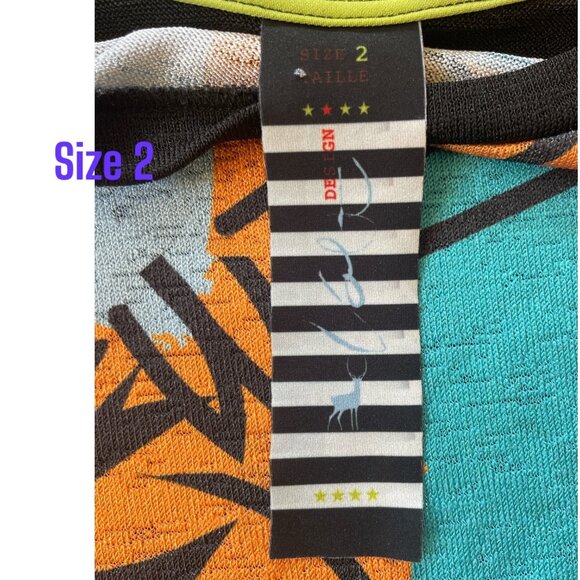 Volt Design Womens Asymmetric Colorful Graphic Wearable Art Sweater Size 2 - Picture 5 of 8